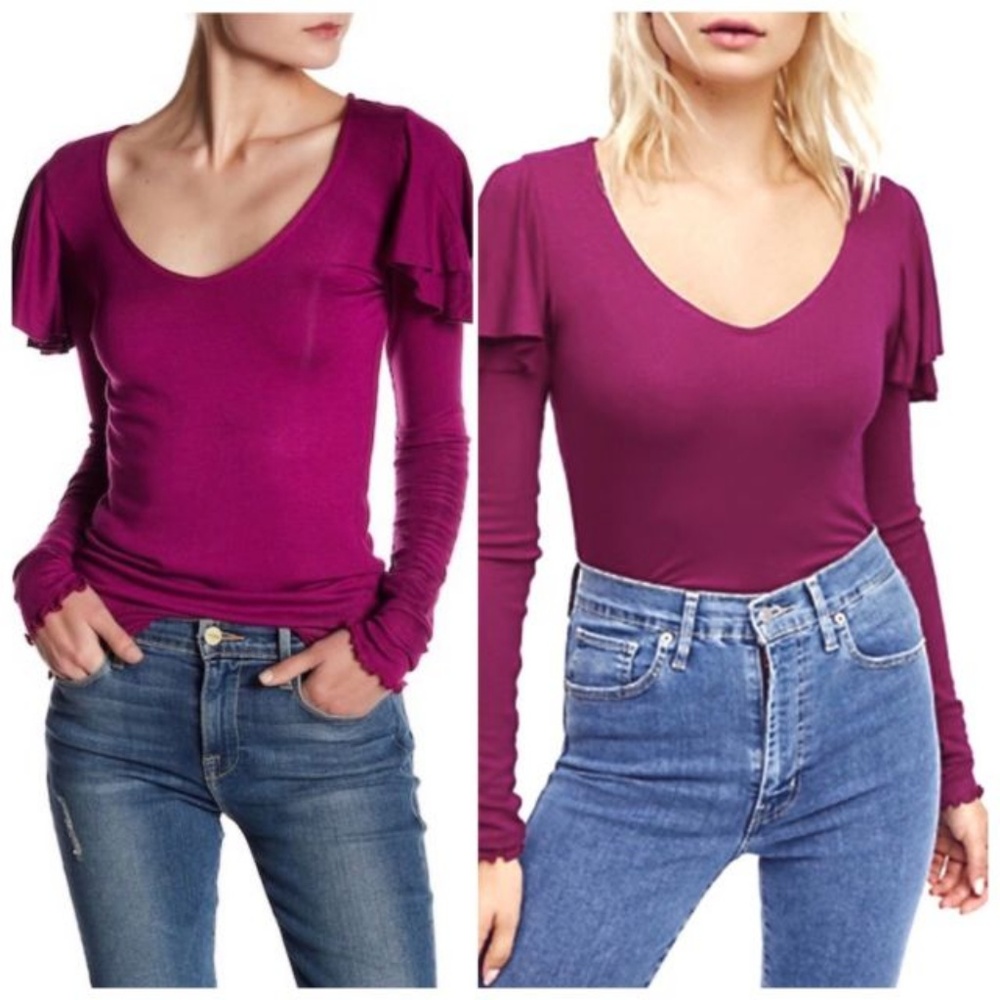 Free People NWT On Rewind Ruffle Blouse